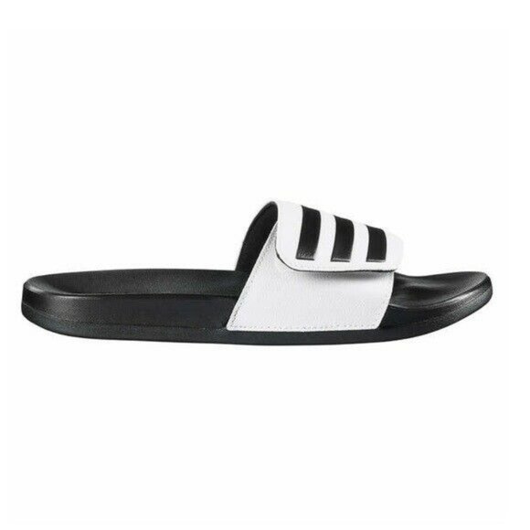 Adidas Adilette Unisex Slide Sandal White/Black Size Men 13 / Women 14 - Picture 2 of 7